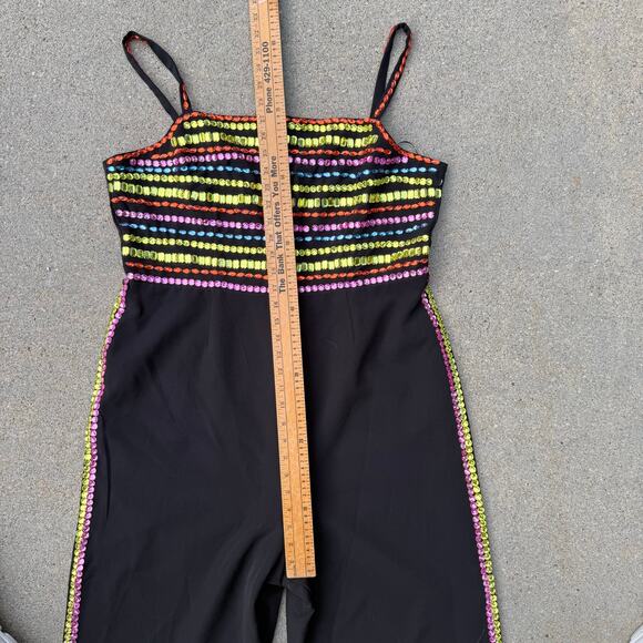 Nasty Gal Premium Black Multi Color Gem Hand Embellished Jumpsuit NWT US Size 14 - Picture 8 of 12